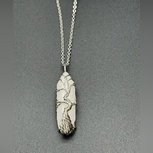 Silver Tree of Life Wire-Wrapped White Pendant Necklace